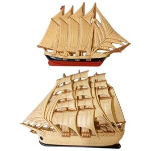 Vtg 1995 Burwood 3331-2 & 3331-3 Plastic Nautical Clipper Ship Wall Hangings USA